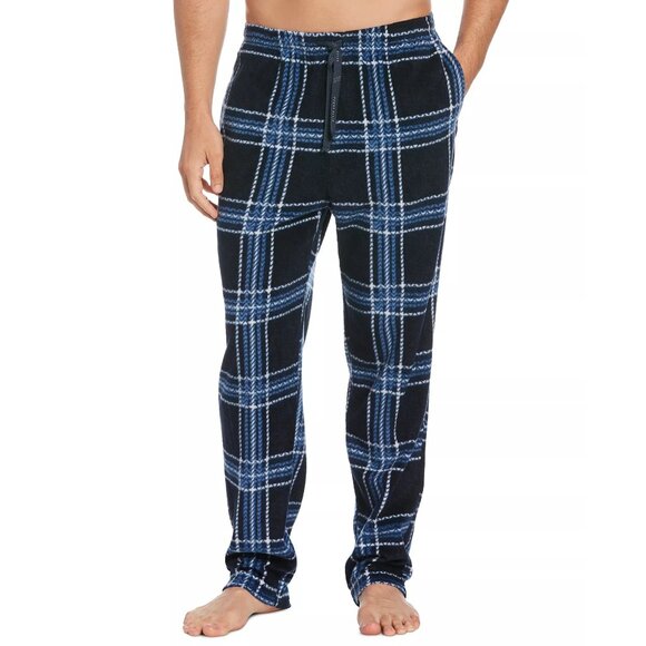Perry Ellis Portfolio Mens Microfleece Plaid Pajama Pants Dark Blue Size XL NWT - Picture 1 of 3